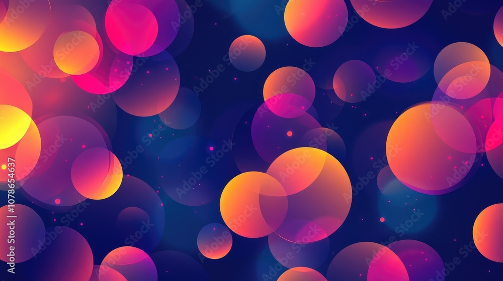 Poster dynamic neon gradient with geometric circles