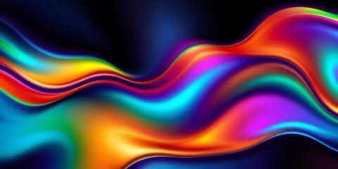 Abstract vibrant metallic waves background with a mix of colors and textures, digital, generative