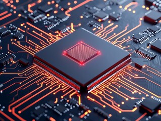 An image shows a close-up of a glowing computer chip.