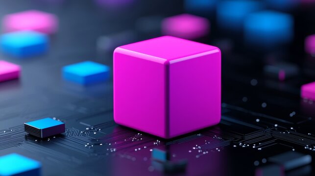 Quantum computer core illustrated with glowing qubits and intricate circuitry in high-tech lab