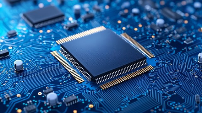 Starfield quantum chip set against a dense starfield, merging high technology with the wonders of space