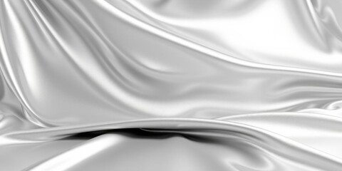 Abstract wavy metallic silver cloth with sleek and modern design, 3d illustration, fabric
