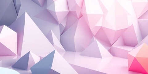 Obraz premium Abstract white geometric background with triangular pyramids, futuristic 3d render, technology, design