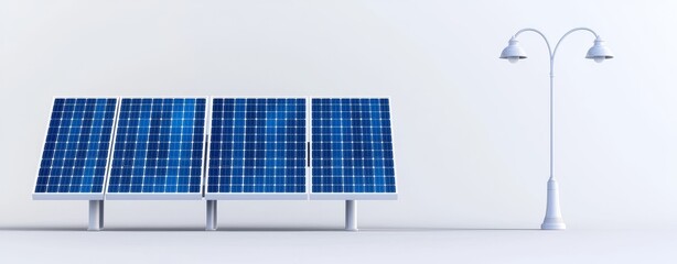 Using solar panels and smart lighting systems to harness renewable energy for a sustainable future in 3D