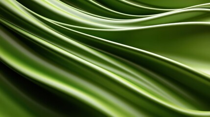 Smooth green fabric captured in motion, forming gentle waves and creases, conveying a sense of elegance, fluidity, and sophistication with its visual appeal.