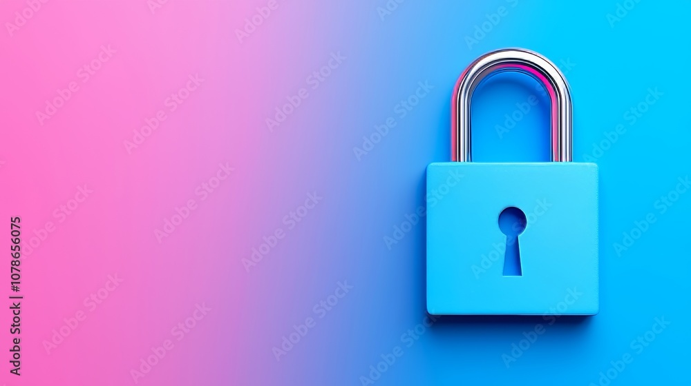 Poster an image of a glowing lock symbol on a digital background representing cybersecurity and data protec