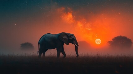 Fototapeta premium Elephant Silhouette at Sunset