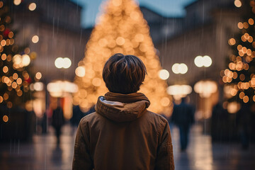 Obraz premium Amazing xmas winter time picture postcard banner traveling shopping leisure time, Generative AI