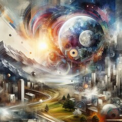 Mixed Media Combining different media such as photography painti