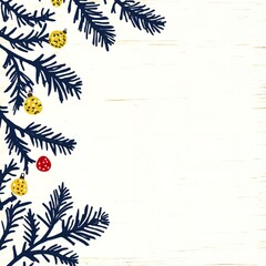 Naklejka premium Rustic Christmas Card Design with Festive Pine Branches and Berries