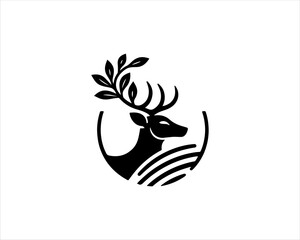 Deer head icon symbol vector illustration. Deer logo vector template. Silhouette deer logo design for T-shirts.