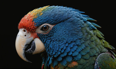 Obraz premium A close-up of a blue-headed parrot with a red and yellow patch on its head