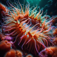 Sea Anemone Underwater shot capturing the tentacles with their b