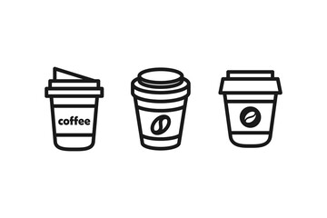 coffee cup icon line set