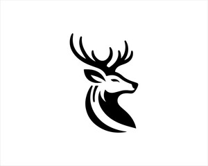Deer head icon symbol vector illustration. Deer logo vector template. Silhouette deer logo design for T-shirts.