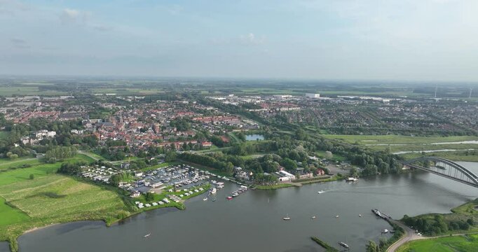 City overview of Culemborg, Gelderland, The Netherlands, aerial drone video.
