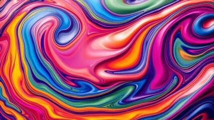Fluid abstract 3D artwork resembling vibrant car paint with swirling colors and glossy finish, artwork, fluid