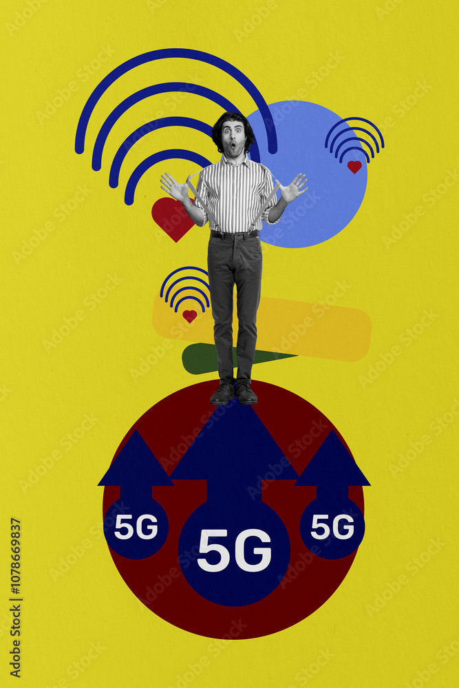 Aufkleber composite trend artwork sketch image collage of wifi internet wireless browsing connection like hear