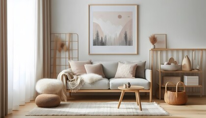 Obraz premium a framed blank canvas poster mockup in white background