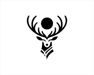Deer head icon symbol vector illustration. Deer logo vector template. Silhouette deer logo design for T-shirts.