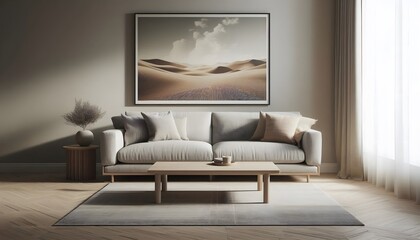 a black framed blank canvas poster mockup in white background