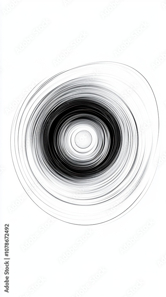 Poster abstract black and white circular pattern on white isolate background.
