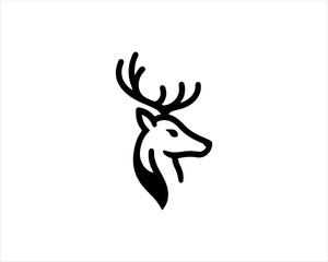 Deer head icon symbol vector illustration. Deer logo vector template. Silhouette deer logo design for T-shirts.