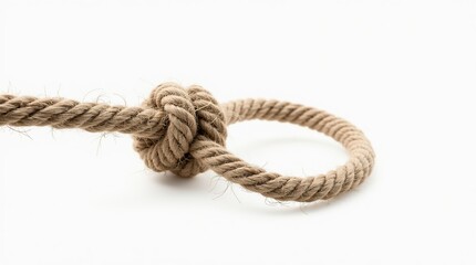 Close-Up Image of Rope Noose on White Background