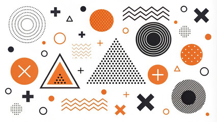 Obraz premium Abstract Geometric Pattern with Orange and Black Shapes