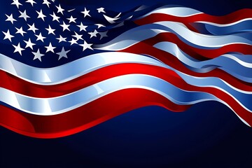 Obraz premium USA flag, three dimensional render, satin texture 
