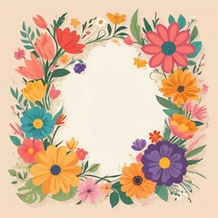 Fototapeta premium Colorful Floral Frame with Empty Center