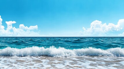 Ocean Waves Crashing on Sandy Beach Summer Seascape