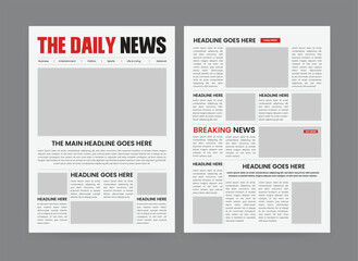 Obraz premium Daily Newspaper Layout Template Vintage Newspaper Background Layout