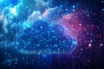 Cloud computing concept. Abstract cloud connection technology background.