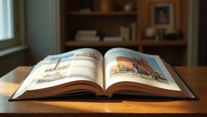 Artistic Magazine Open to Stunning Illustrations in a Brightly Lit Environment