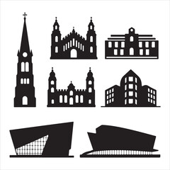 Fototapeta premium set of vector skyline silhouette