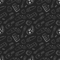 school supplies pattern, education seamless pattern, doodle school seamless pattern, hand drawn education pattern background, doodle school background