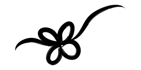 Vector hand drawn floral ribbon on transparent background