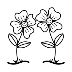 Vector hand drawn two beautiful flowers on transparent background