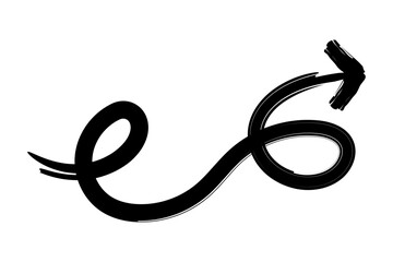 Vector hand drawn curvy arrow in grunge effect on transparent background