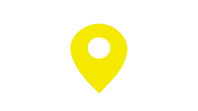 黄色の位置ピンが跳ねるループアニメーション（透過）