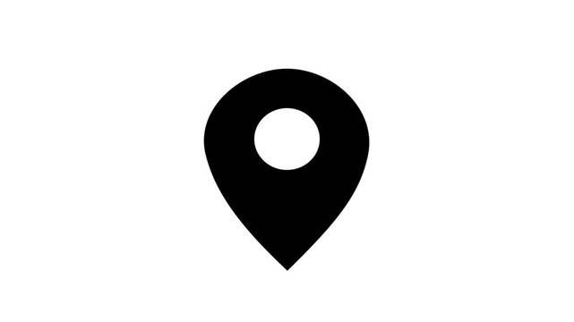 黒色の位置ピンが跳ねるループアニメーション（透過）