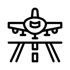 airplane landing line icon