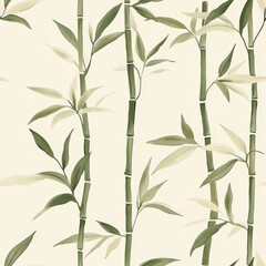 Obraz premium Seamless bamboo pattern illustration in green tones on a light background, perfect for eco-friendly and natural design themes