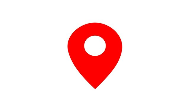 赤色の位置ピンが跳ねるループアニメーション（透過）