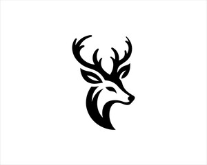 Deer logo vector template. Deer head icon symbol vector illustration. Deer silhouette logo black and white.