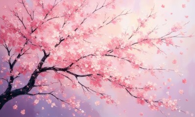 Beautiful blooming cherry blossom tree