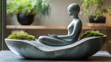 Serene Sculpture in a Green Bowl