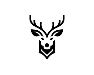 Deer logo vector template. Deer head icon symbol vector illustration. Deer silhouette logo black and white.