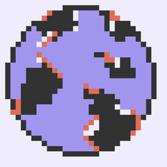 large vintage pixel art globe illustration muted colours
